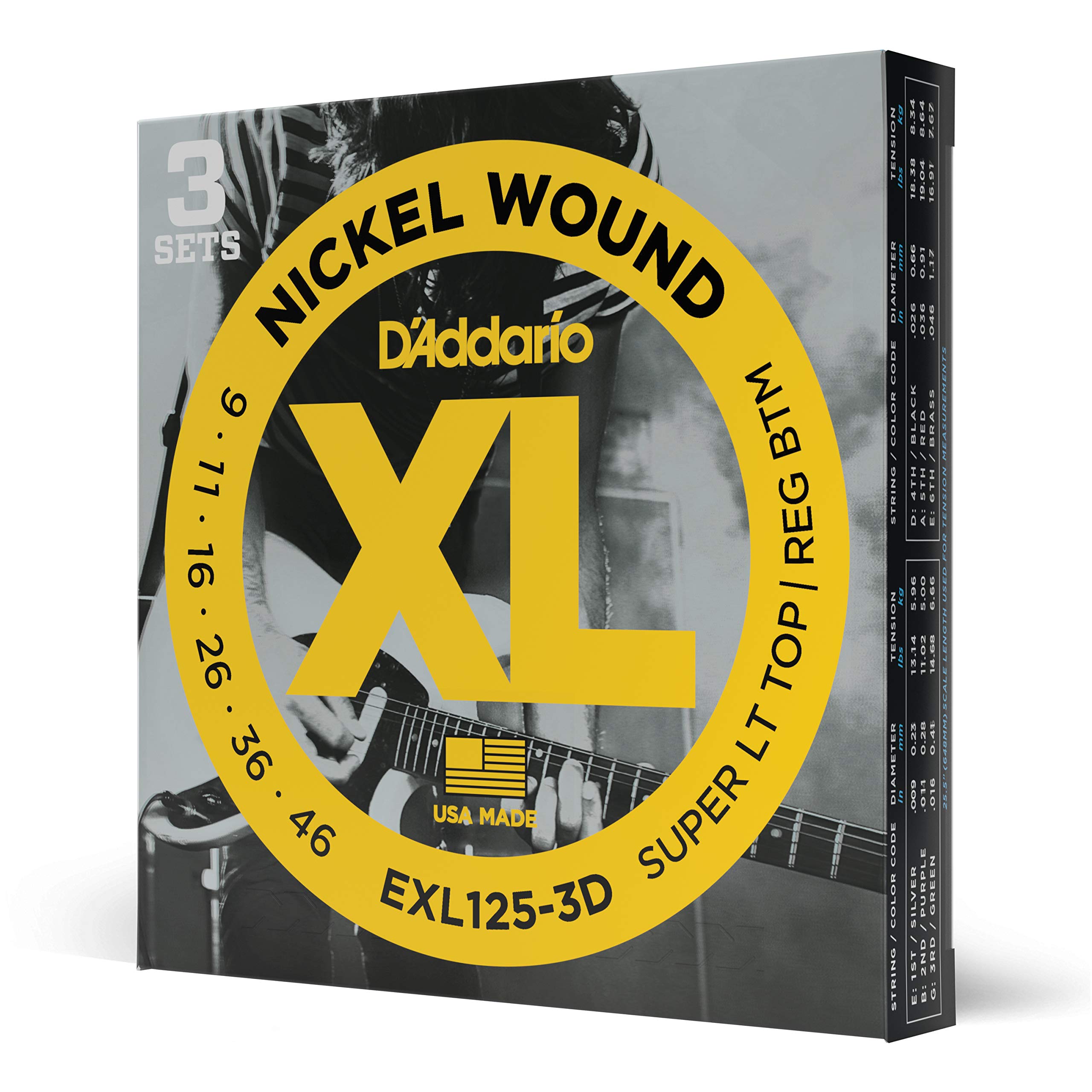 【送料無料】D'Addario ダダリオ エレキギター弦 ニッケル SuperLight Top/Regular Bottom .009-.046 EXL125...