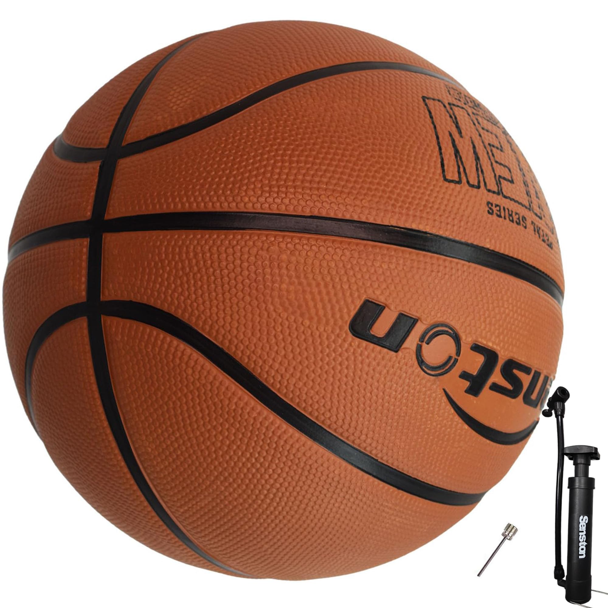 【送料無料】Senston バスケットボール 5号7号 屋内/屋外用、大人/青少年/子供競技トレーニング用、ポンプ付き 色:ブラウン、サイズ:7号