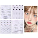 【送料無料】YANYULI ラインストーン 5枚セット 涙メイク フェイス シール ステッカー 3D 光る 貼り付け可能 キラキラ カラフル シール 簡単貼る 顔面デコ デコパーツ DIY用品 手芸用品 色:オーロラ-A