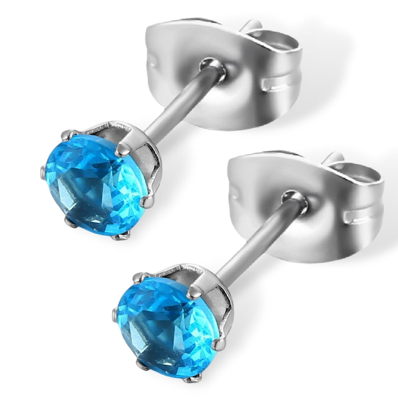 【送料無料】swars ピアス サージカルステンレス 金属アレルギー対応 選べる8カラー ユニセックス ジルコニア 両耳 2個セット 色:アクアマリン、サイズ:...
