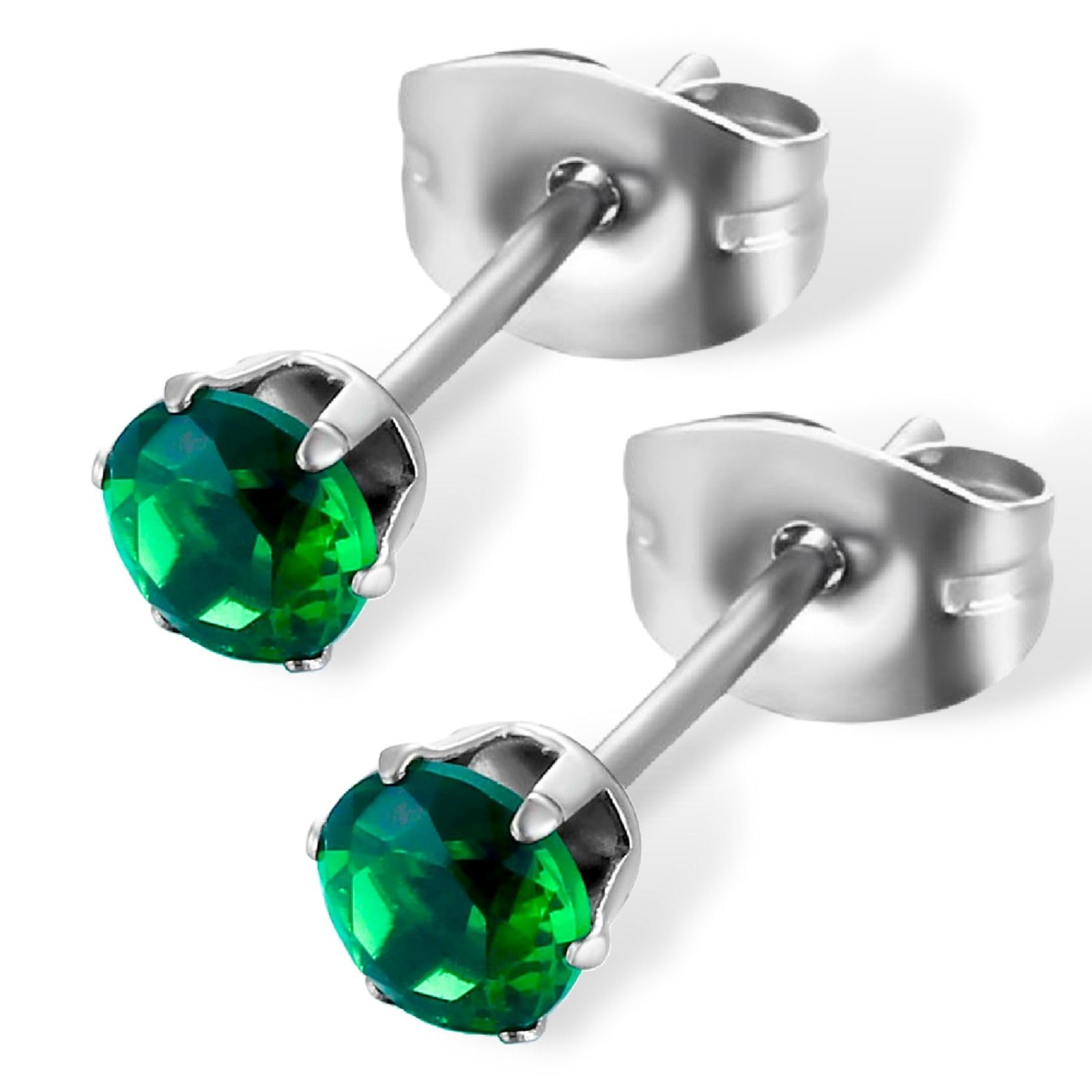 【送料無料】swars ピアス サージカルステンレス 金属アレルギー対応 選べる8カラー ユニセックス ジルコニア 両耳 2個セット 色:グリーン、サイズ:3m...