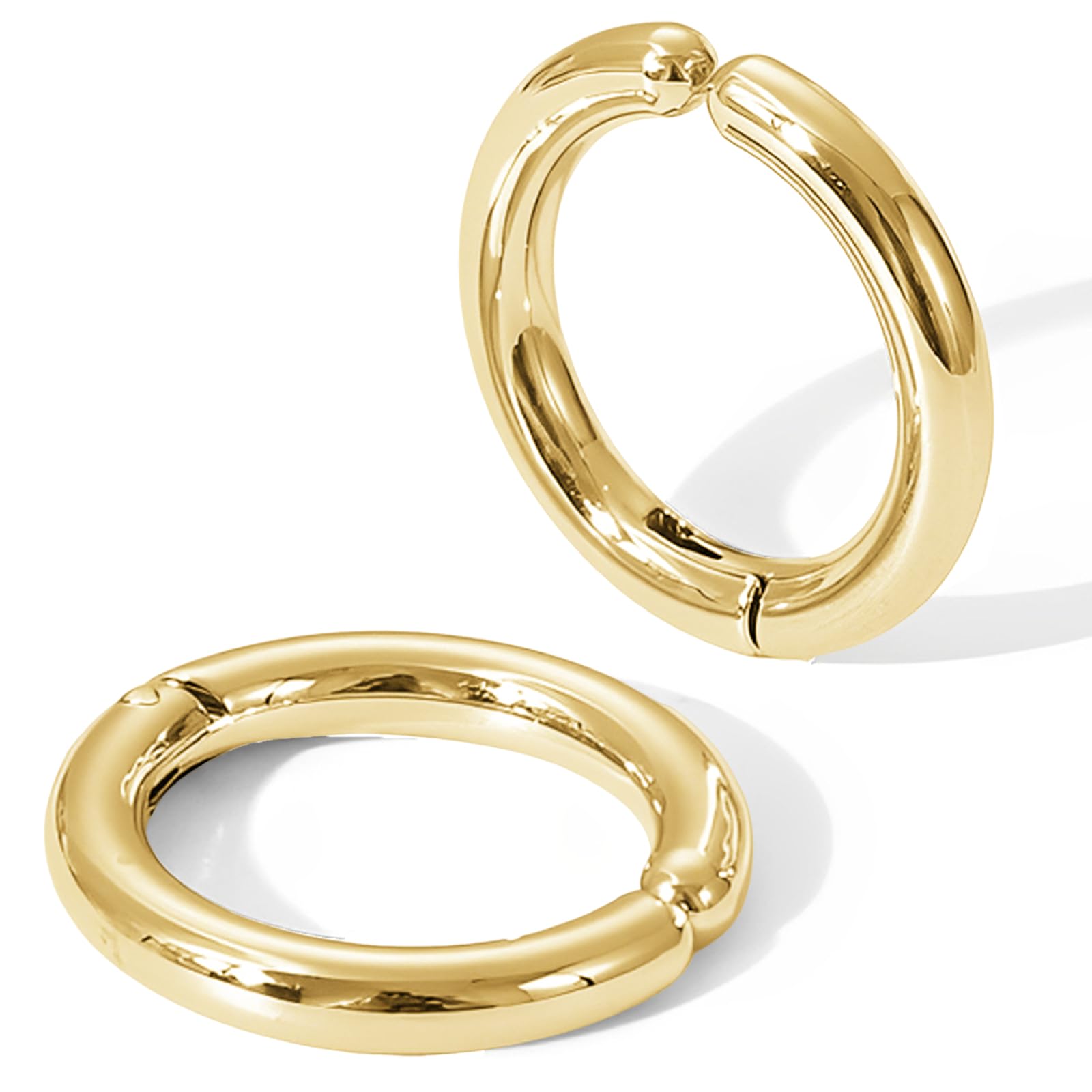 【送料無料】[swars] イヤリング メンズ フェイクピアス ノンホールピアス イヤーカフ 両耳用 ステンレス 色：ゴールド、サイズ：8mm