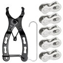 【送料無料】Kigauru 5ペア 自転車チェーンリンク スチール製 6/7/8 スピードチェーン バイクチェーンコネクタ 軽量 ミッシングリンク アクセサリー + 自転車チェーンプライヤー スチール製 修理工具 オープンクローズチェーン用具 取り付け・取り外す 自転車用 チェーン
