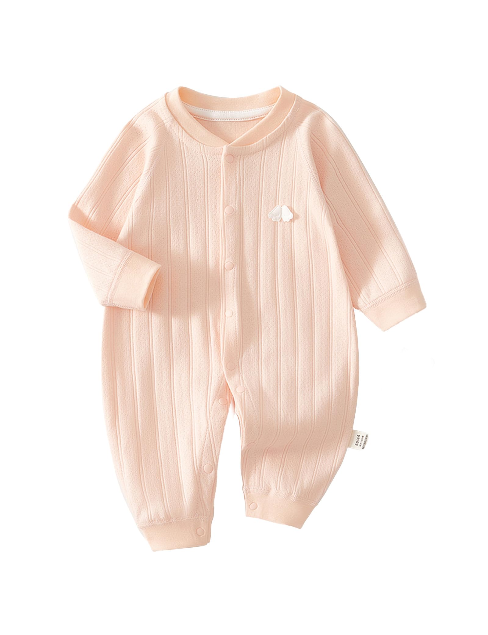 【送料無料】[HAYAHARU] 長袖カバーオール ベビー服 100%綿 新生児服 前開きタイプ 女の子 男の子 パジャマ 赤ちゃん服 かわいい 子供肌着 ロンパース 出産祝い プレゼント 色：ピンク、サイズ：80