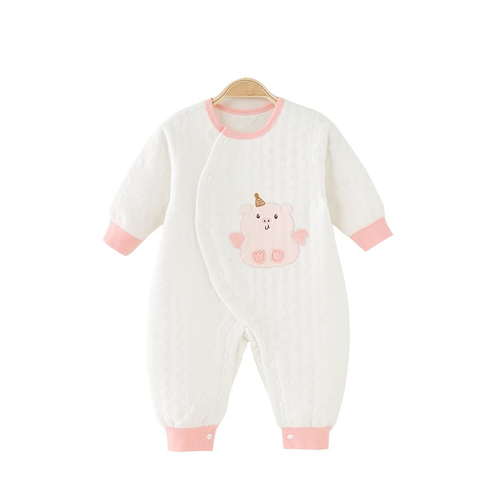 【送料無料】[HAYAHARU] ベビー服 長袖 カバーオール 新生児服 綿100% 赤ちゃん ロンパース ベビー 前開き 男の子 女の子 可愛い 着替え便利 寝巻 出産祝い 0-18ヶ月 色：1枚白A、サイズ：90