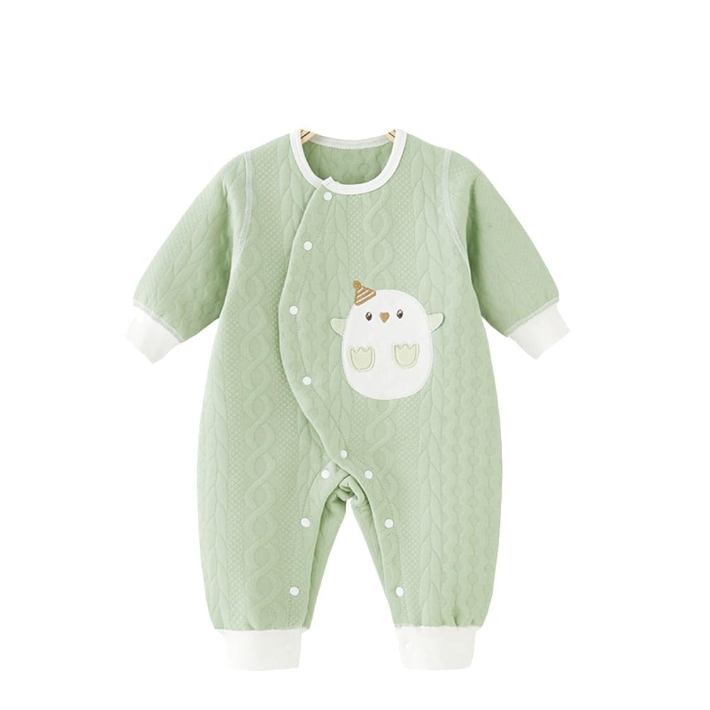 【送料無料】[HAYAHARU] ベビー服 長袖 カバーオール 新生児服 綿100% 赤ちゃん ロンパース ベビー 前開き 男の子 女の子 可愛い 着替え便利 寝巻 出産祝い 0-18ヶ月 色：1枚グリーン、サイズ：90