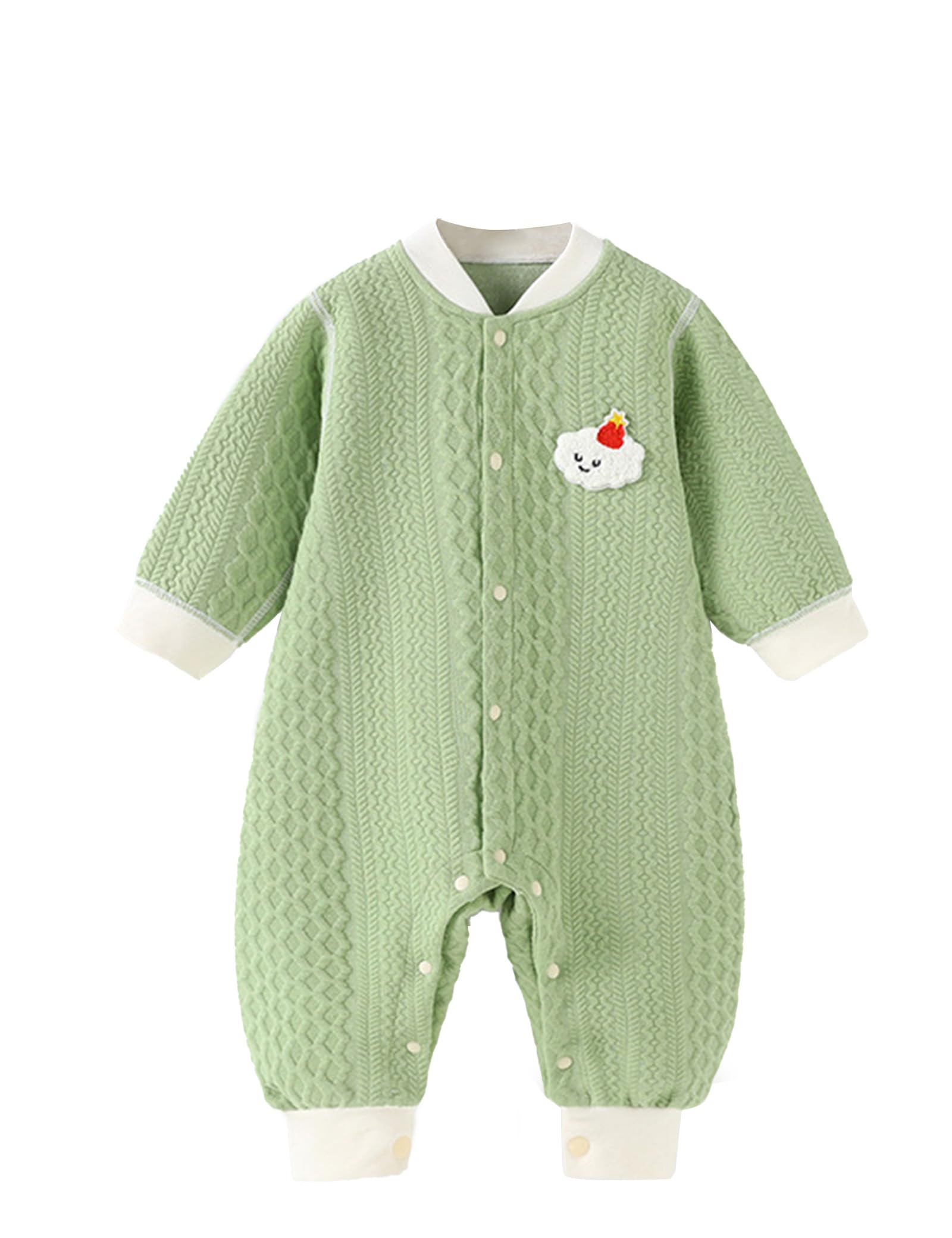 【送料無料】[HAYAHARU] ベビー服 長袖 カバーオール 新生児服 綿100% 赤ちゃん ロンパース ベビー 前開き 男の子 女の子 可愛い 着替え便利 寝巻 出産祝い 0-18ヶ月 色：1枚グリーンB、サイズ：59