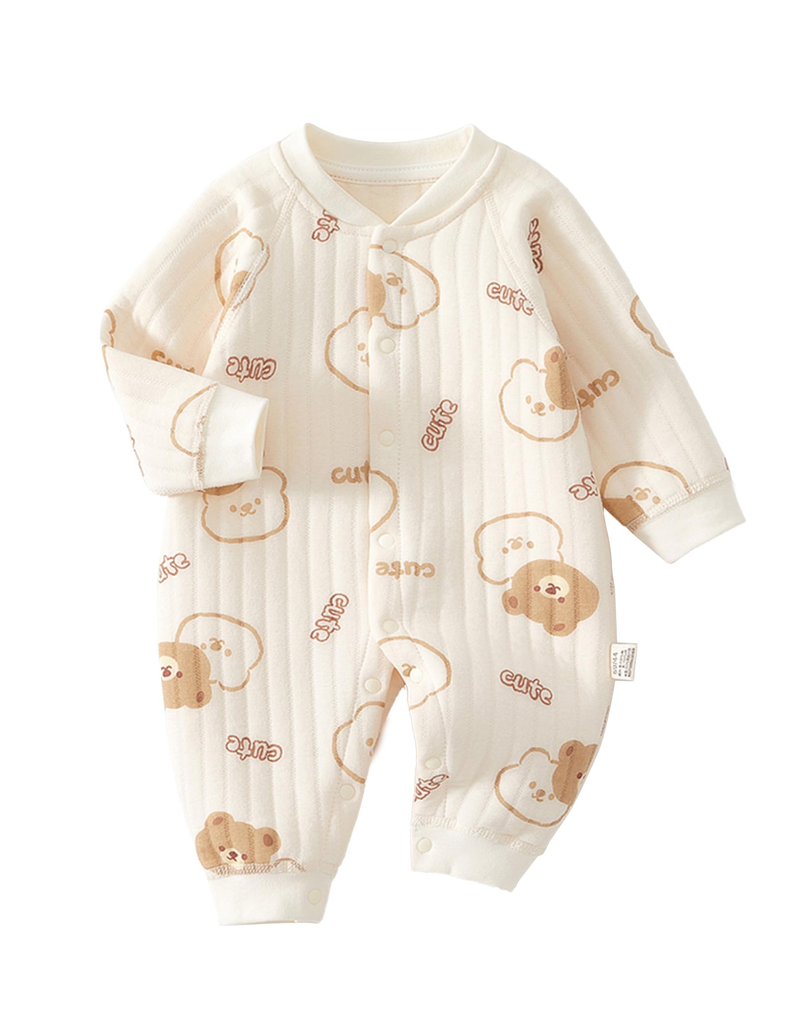 【送料無料】[HAYAHARU] ベビー服 女の子 男の子 カバーオール ロンパース 長袖 赤ちゃん服 前開き 子供服 新生児肌着 出産お祝い 綿100％ プレゼント 四季兼用 色：クマ3、サイズ：90