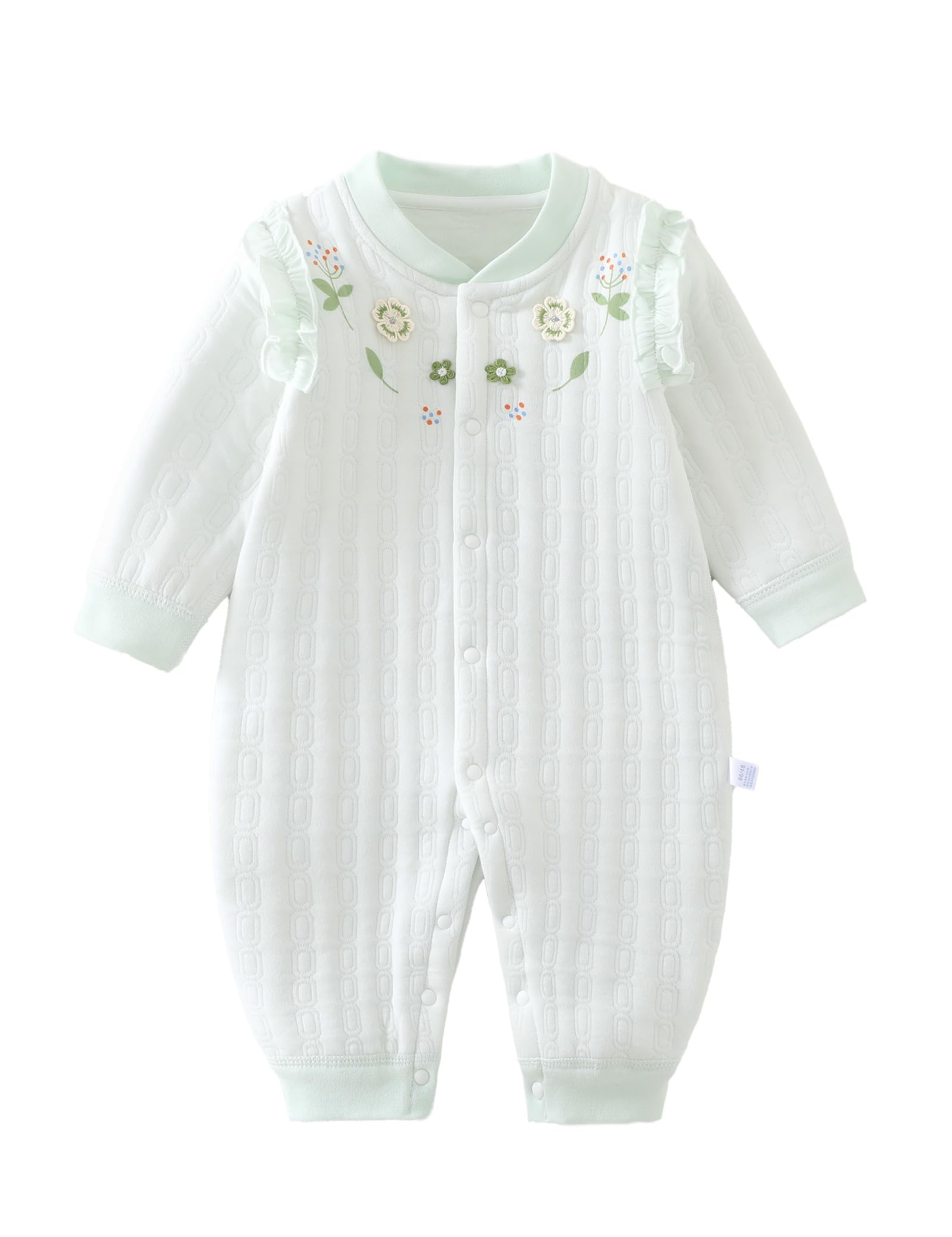 【送料無料】[HAYAHARU] ベビー服 女の子 男の子 カバーオール ロンパース 長袖 赤ちゃん服 前開き 子供服 新生児肌着 出産お祝い 綿100％ プレゼント 四季兼用 色：グリーン、サイズ：90