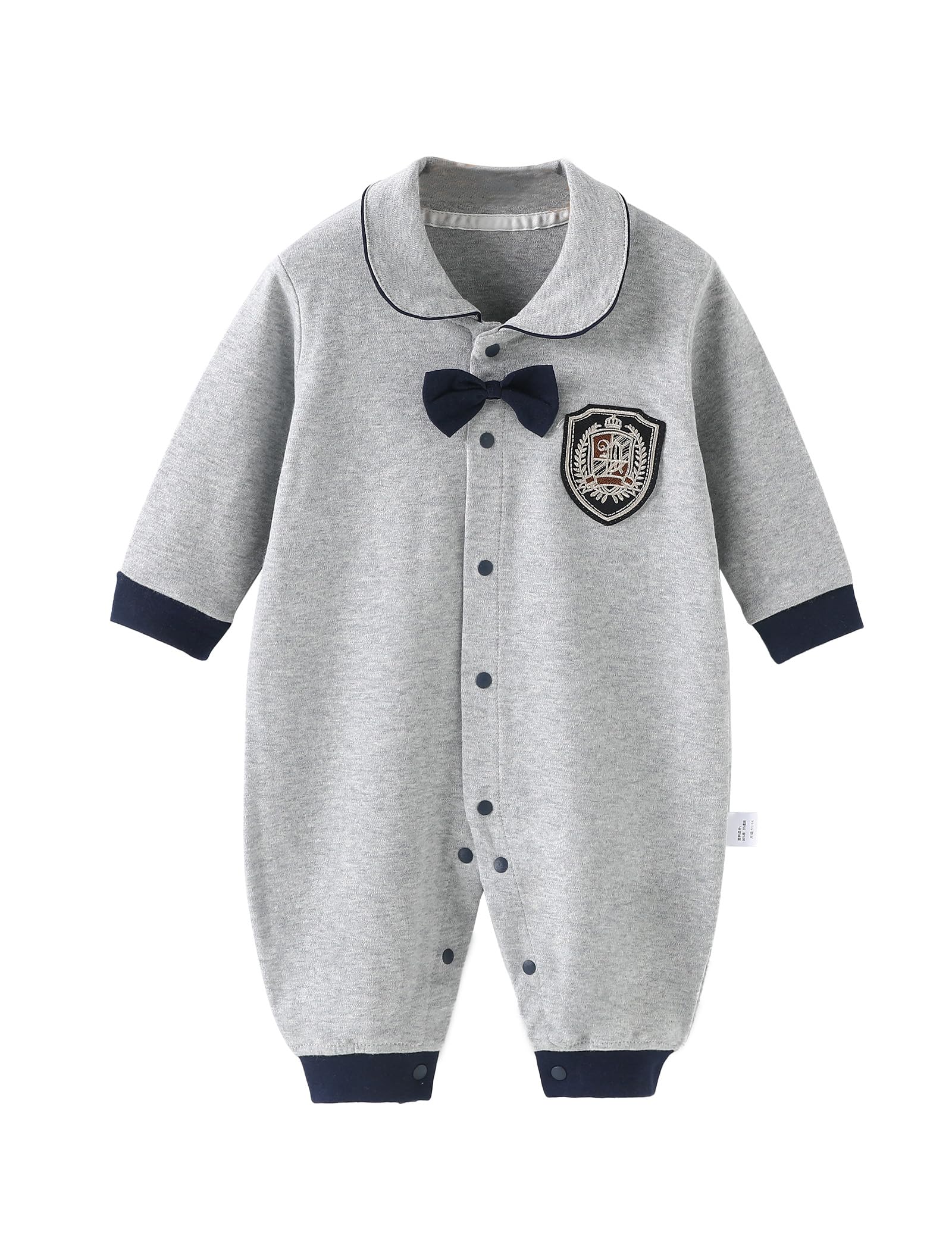 【送料無料】[HAYAHARU] ベビー服 女の子 長袖カバーオール 男の子 ロンパース 綿100% 前開き 新生児服 赤ちゃん服 子供肌着 外出着 保育園 出産準備 フォーマル 結婚式 色：グレー、サイズ：90