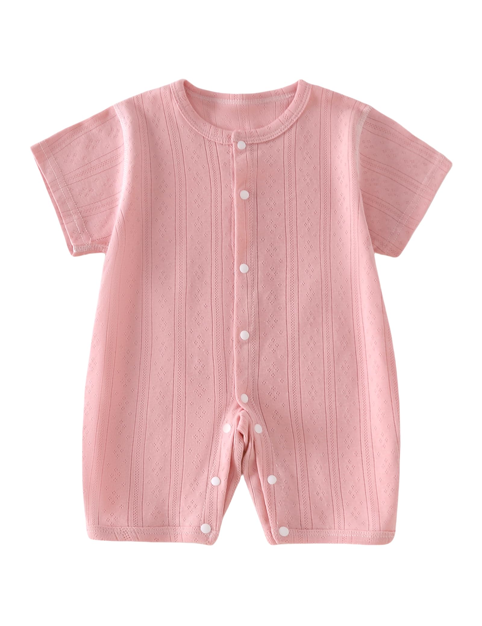 【送料無料】[HAYAHARU] ベビー服 半袖 新生児服 夏服 女の子 男の子 ロンパース カバーオール 前開き ボディースーツ 肌着 お出かけ服 可愛い 出産祝い 色：ピンク、サイズ：59