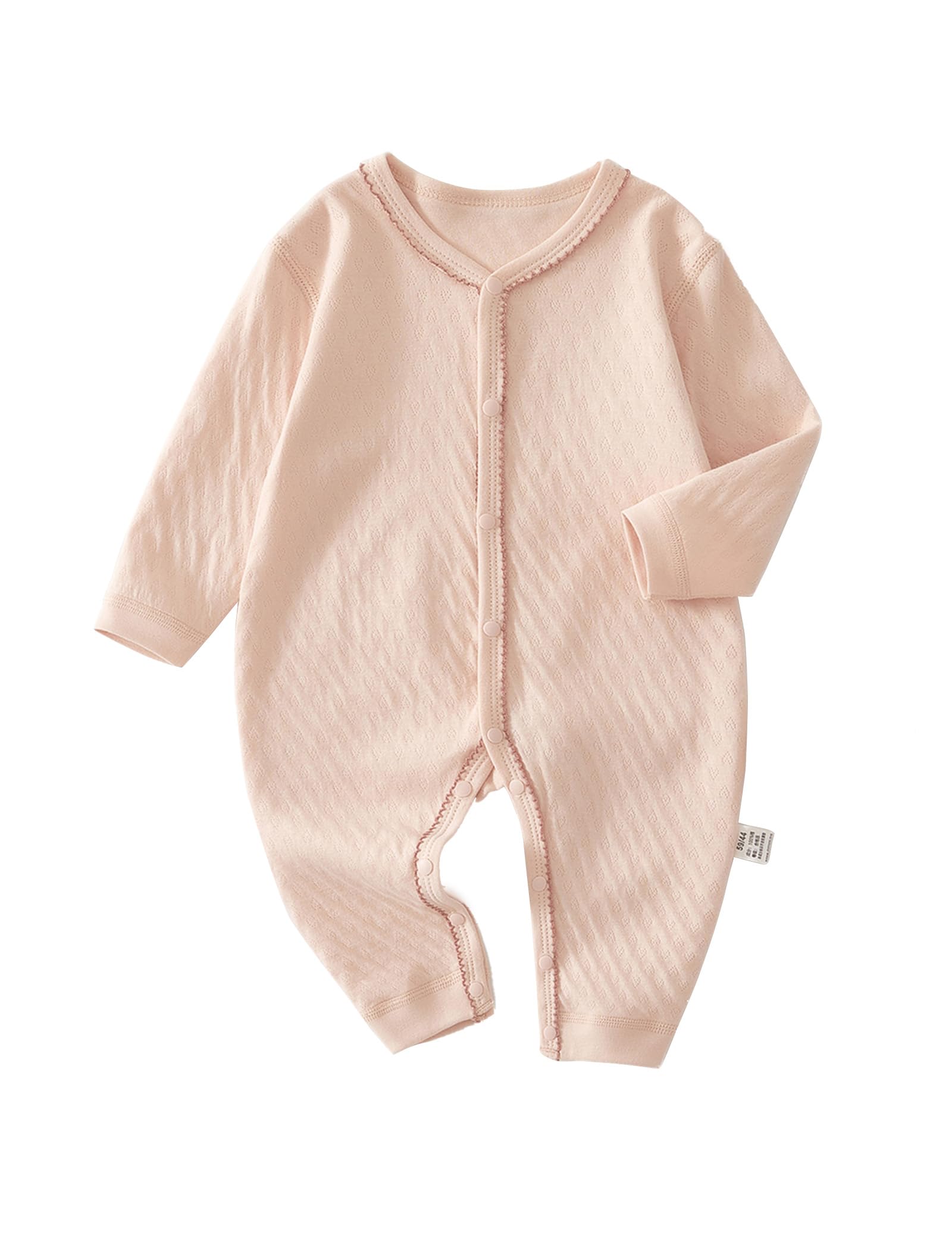 【送料無料】[HAYAHARU] ベビー服 女の子 ロンパース 長袖カバーオール 綿100% 新生児服 前開きタイプ 新生児肌着 女の子 パジャマ 可愛い 赤ちゃん服 出産祝い プレゼント 色：ピンク、サイズ：80