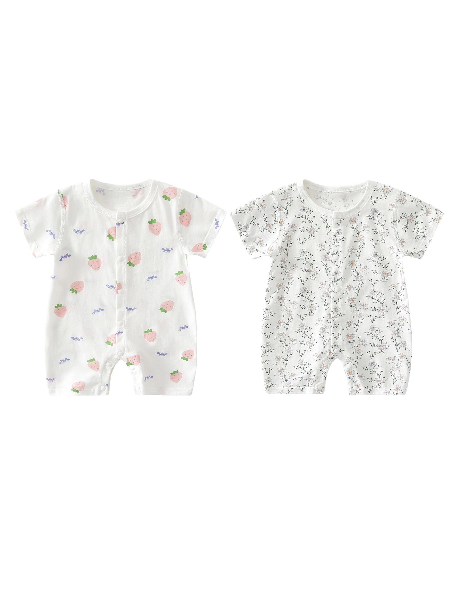 【送料無料】[HAYAHARU] ベビー服 ロンパース 半袖 夏 前開き ボディースーツ カバーオール 新生児 肌着 男の子 女の子 メッシュ 100%綿 涼しい 出産祝い 色：2パック 03、サイズ：66