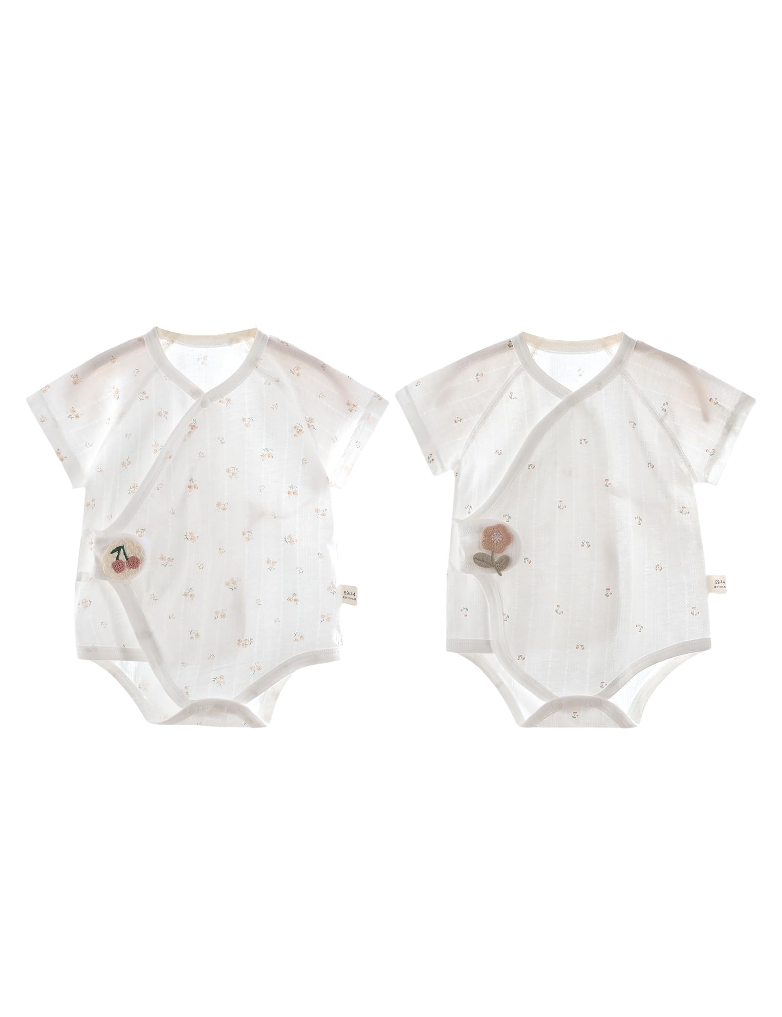 【送料無料】[HAYAHARU] ベビー ロンパース 夏 薄手 カバーオール 2枚セット コットン100％ 赤ちゃん服 肌着 新生児服 女の子 男の子 可愛い 動物柄 出産祝い プレセント 色：半袖B、サイズ：66cm（6-9ヶ月）