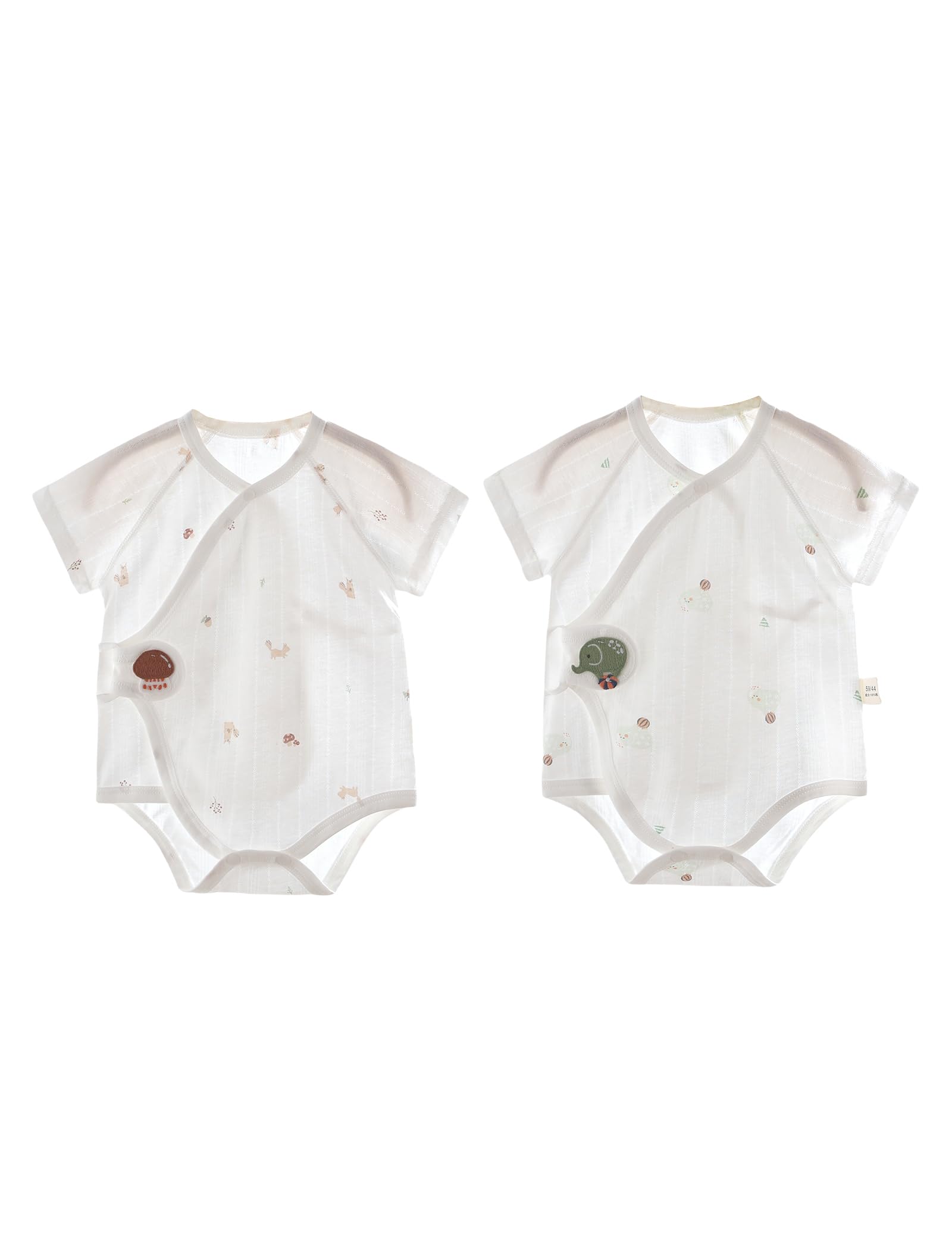 【送料無料】[HAYAHARU] ベビー ロンパース 夏 薄手 カバーオール 2枚セット コットン100％ 赤ちゃん服 肌着 新生児服 女の子 男の子 可愛い 動物柄 出産祝い プレセント 色：半袖A、サイズ：59cm（3-6ヶ月）