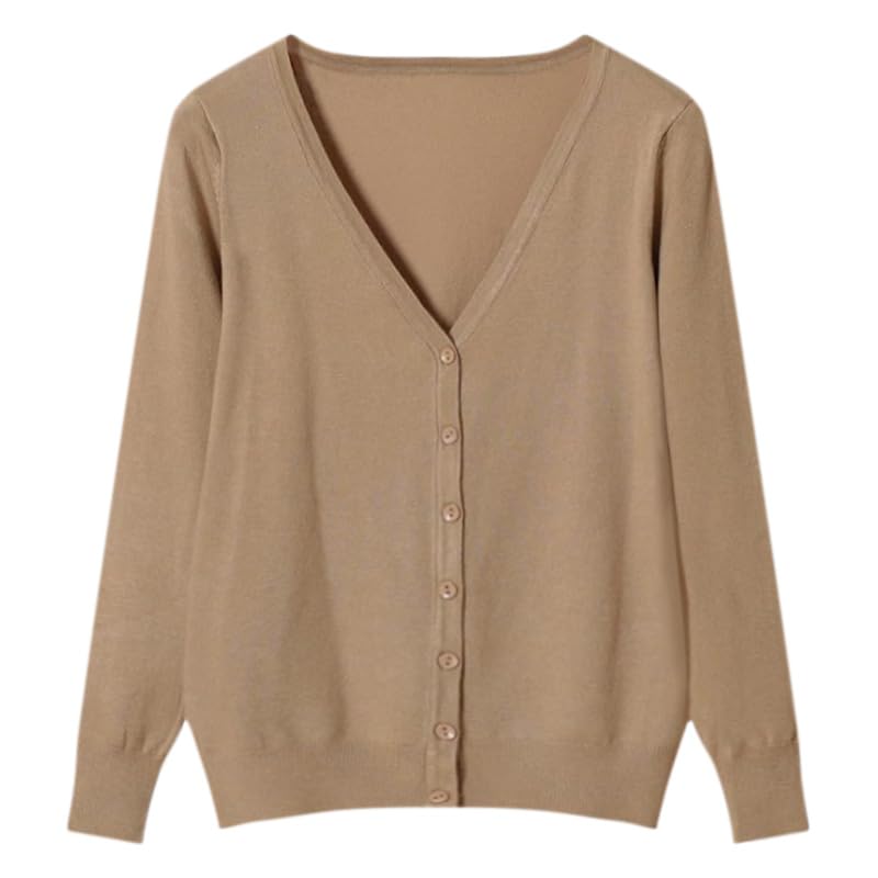 【送料無料】[HDONYUI] カシミヤタッチVネックカーディガン レディース 長袖 ニット 無地 薄手 仕事 オ..