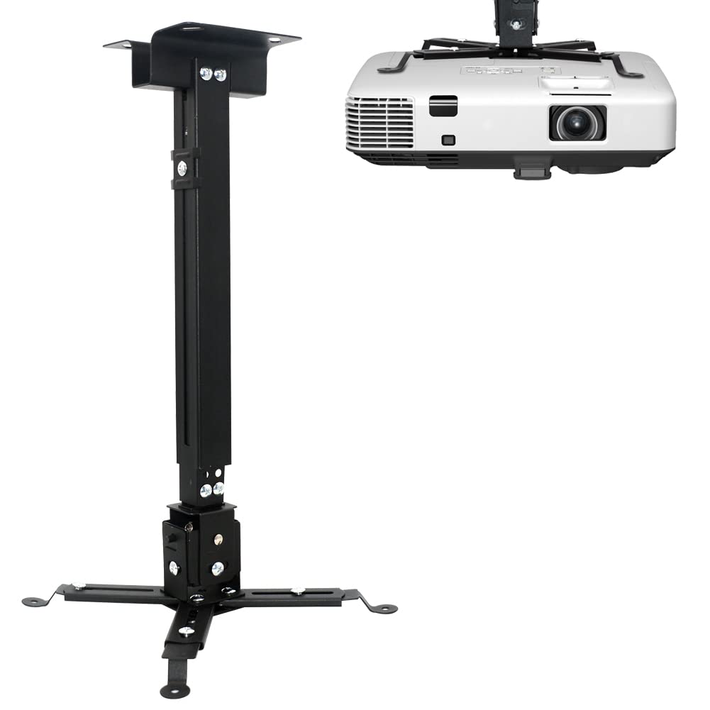 【送料無料】VARMHUS 天吊り金具 プロジェクター プロジェクターマウント 取り外し可能で格納式 天吊りブラケット 耐荷重15KG ±15°角度調整 壁掛け 天井 伸縮 13～61cm高さ調整可能 色：ブラック