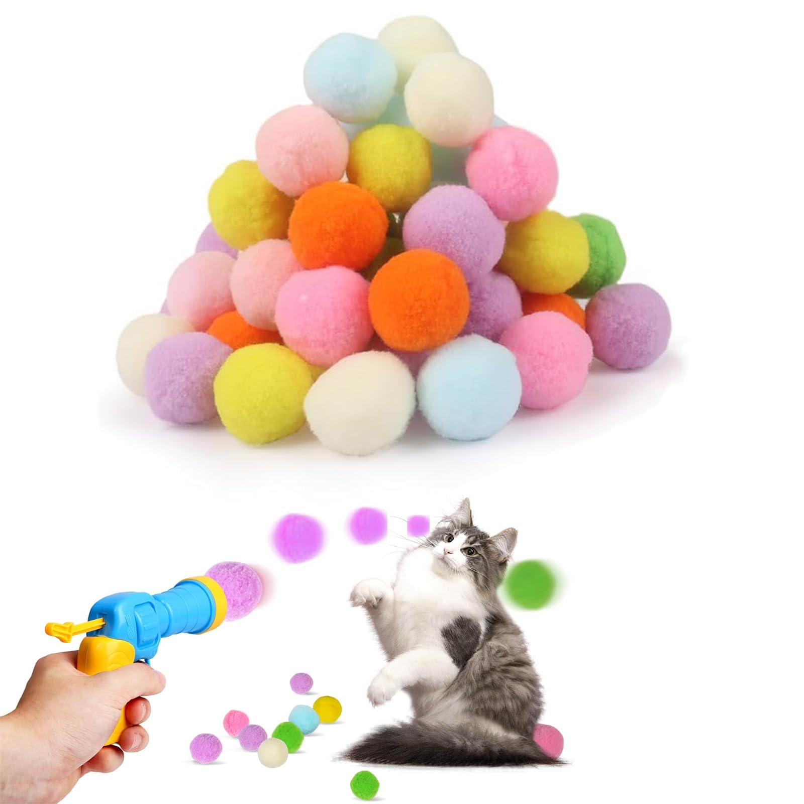 【送料無料】YIBOOOM 猫おもちゃ 猫ポンポンボール 猫ボール ネコストレス解消 運動不足対策 混合色 猫..