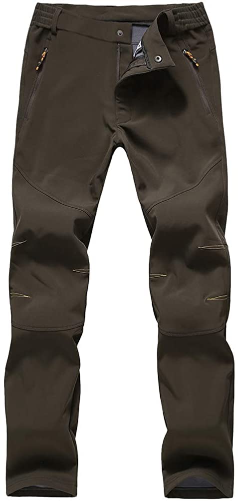 【送料無料】[FLYGAGA] 防寒パンツ メンズ アウトドアパンツ 登山パンツ 極暖 裏起毛ボア 裏フリースパンツ 厚手 ソフトシェルパンツトレッキングパンツ 防寒防水ズボン 長ズボン 保温 ピリング防止 秋冬用 色：ブラウン-やや厚め2021、サイズ：M