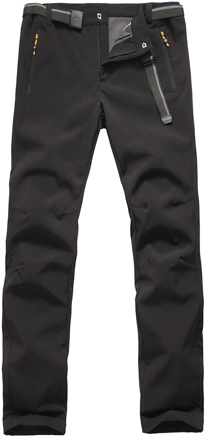 【送料無料】[FLYGAGA] 防寒パンツ メンズ アウトドアパンツ 登山パンツ 極暖 裏起毛ボア 裏フリースパンツ 厚手 ソフトシェルパンツトレッキングパンツ 防寒防水ズボン 長ズボン 保温 ピリング防止 秋冬用 色：ブラック-厚め1701、サイズ：M