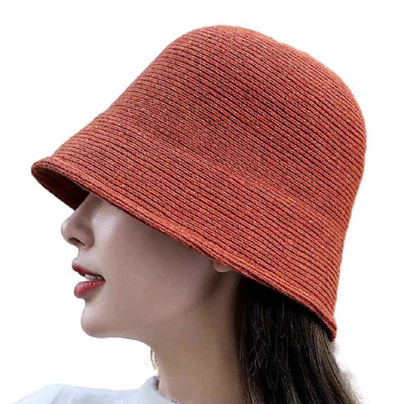 【送料無料】[Nestkanina] バケットハット バケハ 小顔 帽子 ハット UV対策 アウトドア オールシーズン 無地 ベーシック オシャレ おしゃれ お出かけ お洒落 レディース HAT012 色：キャラメル、サイズ：Free Size