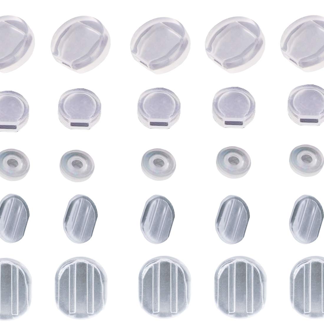 【送料無料】イヤリング カバー 5サイズ36個セット/ 小〜大まで多くのイヤリングをカバーします/シリコン 半透明で目立たないイヤリングカバー5種36個 色:乳...