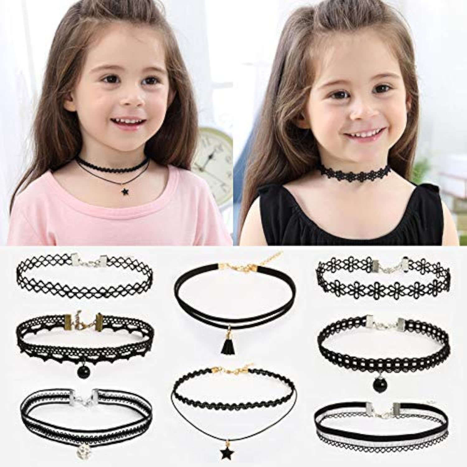 【送料無料】moahhally 8点セット キッズチョーカー 子供用ファッションネックレス クラシックチョーカ..