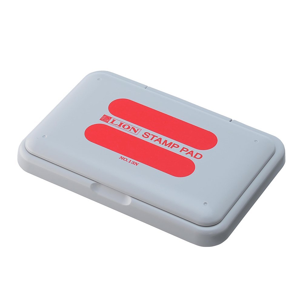 【送料無料】ライオン事務器 スタンプ台 中型 NO.13N アカ 赤 色：レッド、サイズ：11.85×8.02×1.61cm