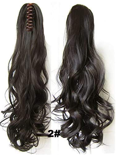 【送料無料】55cm バンスクリップタイプ ロング カール ポニーテール エクステンション レディース ファッション 簡単エクステ クリップで挟むだけ ウィッグ 2 色：茶色