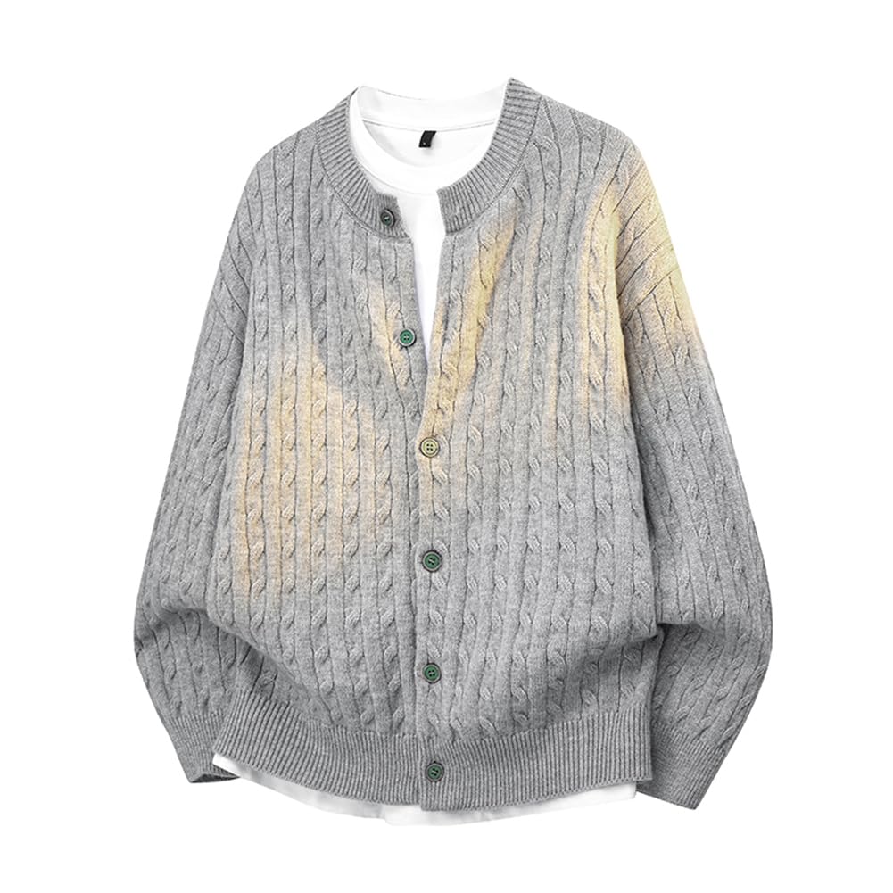 【送料無料】[HOTIAN] カーディガン メンズ 長袖 丸首 ニットジャケット 柔らかい セーター アウター ..