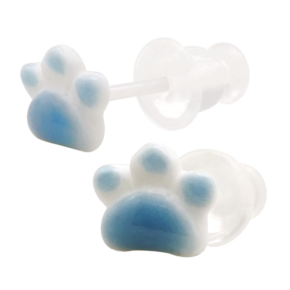 【送料無料】KARMAREY 猫 肉球 ピアス セラミック 金属アレルギー対応 両耳用 ファーストピアス セカンドピアス つけっぱなし レディース 20G 色:...