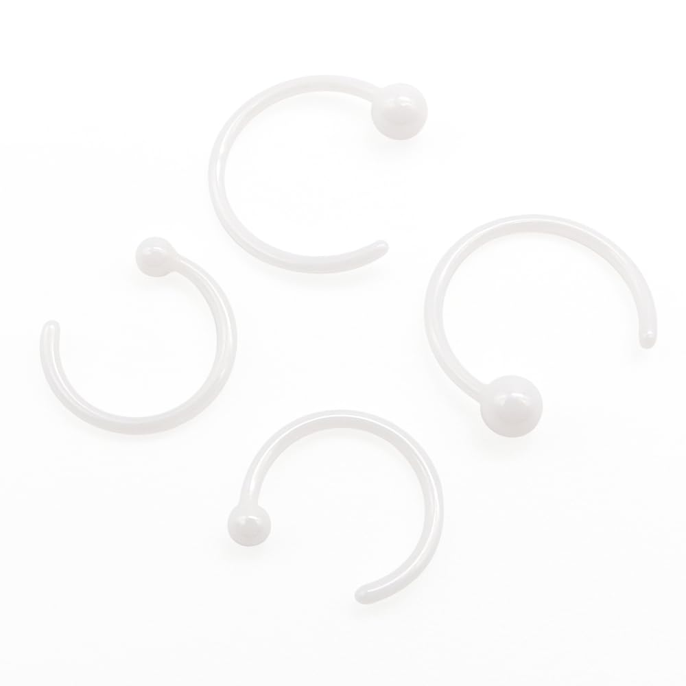 【送料無料】[KARMAREY] フープピアス ボディピアス 軟骨ピアス イヤーロブ ヘリックス アウターコンク 金属アレルギー対応 セラミック ピアス つけっぱなし ファーストピアス セカンドピアス レディース メンズ キャッチレス 両耳用 色：ホワイト