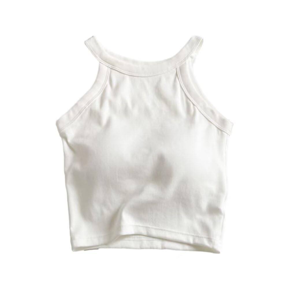 【送料無料】[Eukkis] カップ付き　アメリカンスリーブ　ホルターネックタンクトップ　綿生地　ブラ付..