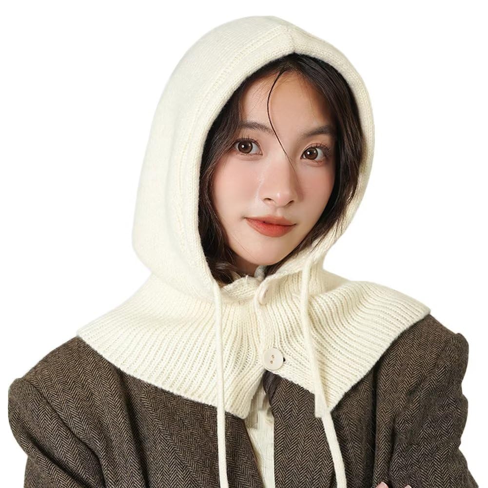 【送料無料】[Eukkis] ニットバラクラバ ゆるゆる大きくフード 男女兼用 調節リボンボタン付き ニット..