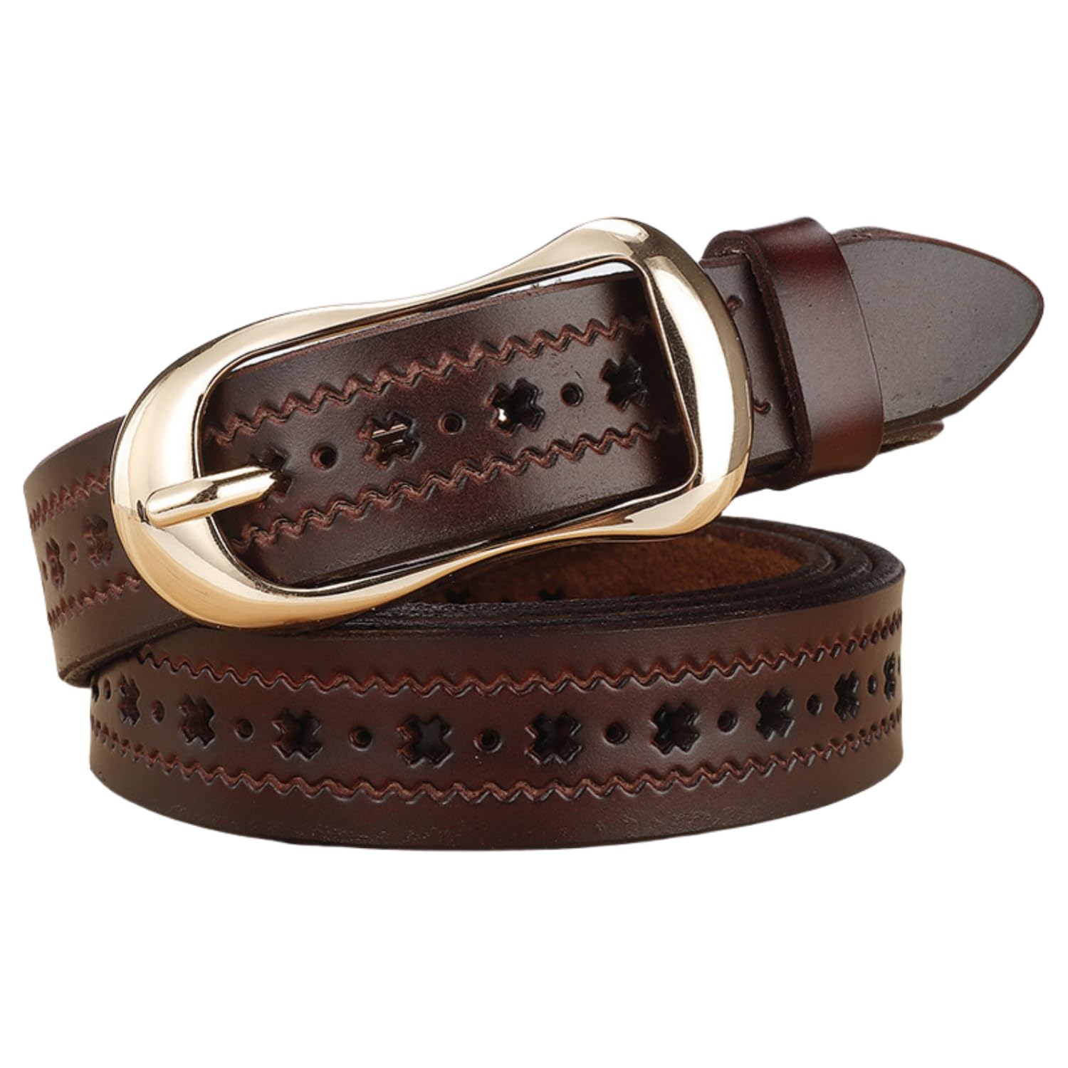 【送料無料】[Weuiean] ベルト レディース 本革 長さ調整可 耐久性 柔らかい シンプル スーツ ビジネス..