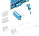 【送料無料】Wave Design【 (( 6個セット )) Type-C 紛失防止機能付 コネクタカバー 2本 タブレット/スマホ対応 スマホ Type C充電穴キャップ アルミ製 Type C コネクタカバー アルミ製 3.5MMイヤホンジャックカバー Type-C キャップ コネクタカバー セ 色:ブルー 6個