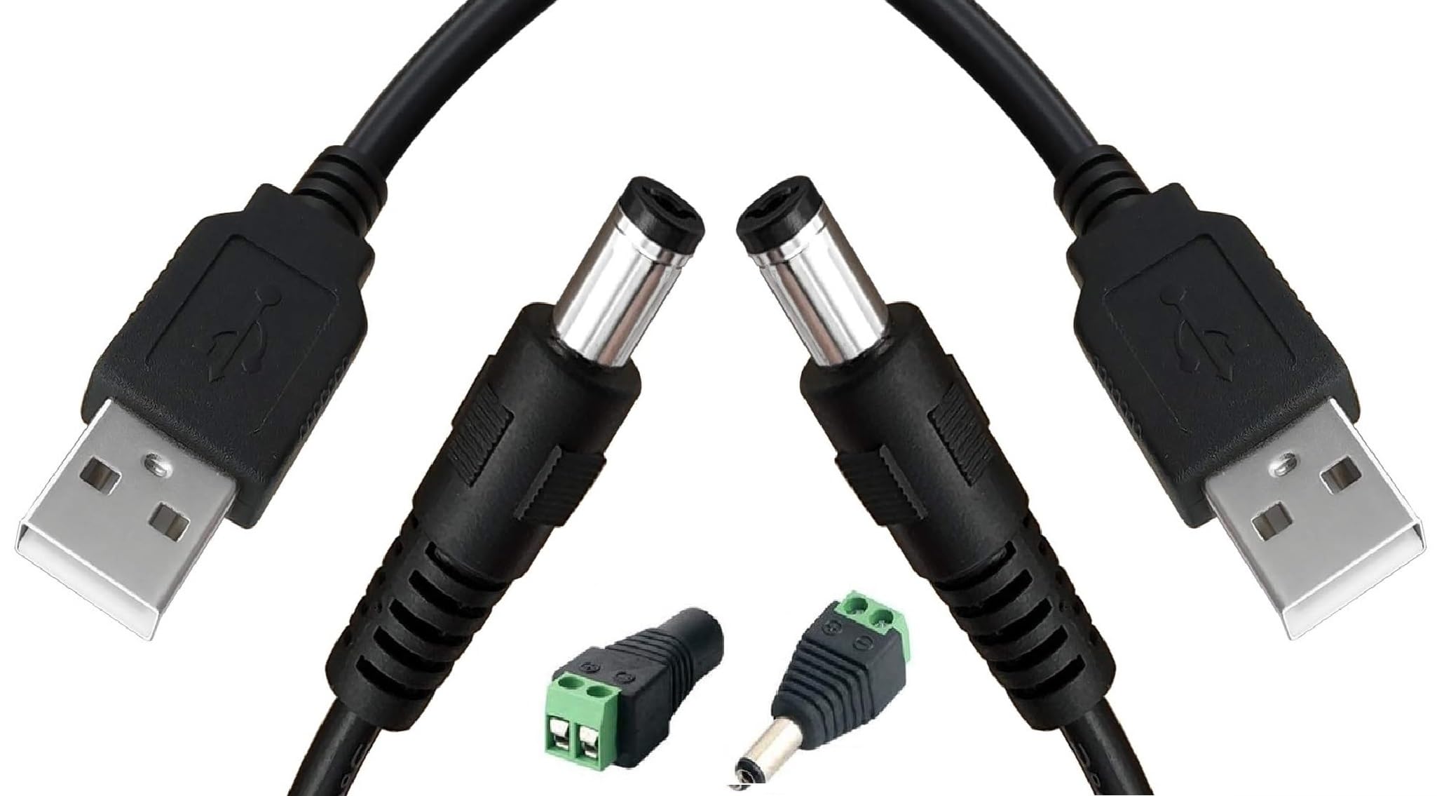 【送料無料】Sound Wave DC5521 オス to Type-A USB-A オス 充電ケーブル 全長 0.8m ケーブル 80cm 2本+自作 5.5...