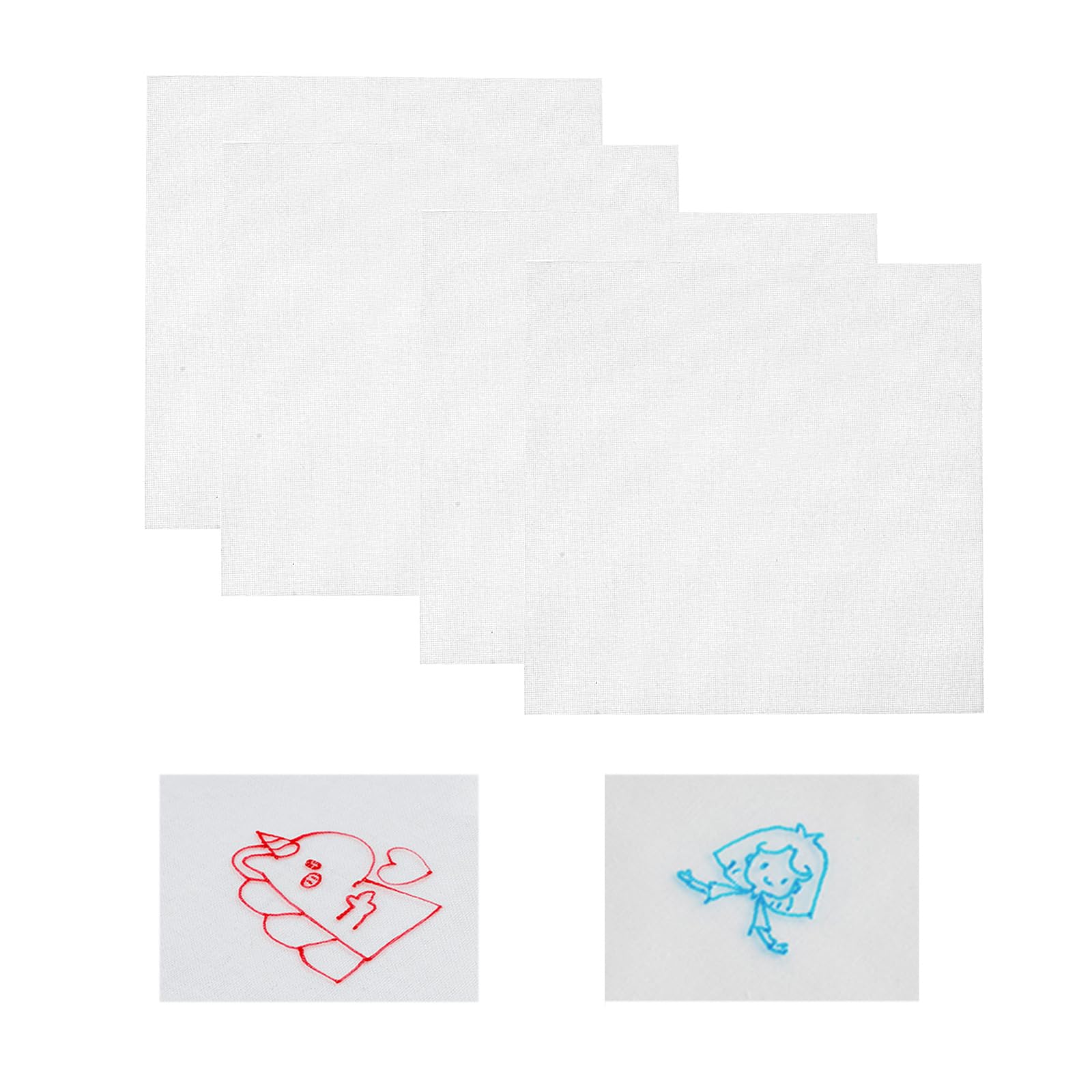 【送料無料】DreaModes 水に溶ける刺繍シート 貼らない 刺繍下地シート シール 刺繍下地用シート 4枚 25*25cm ミシン 接着芯 接着芯 シート 刺繍用下絵シート 下絵シート スマプリ 刺繍シート 水に溶ける図案転写シール 貼らない刺繍シート 水溶性シート ミ 色：赤 (Aka)