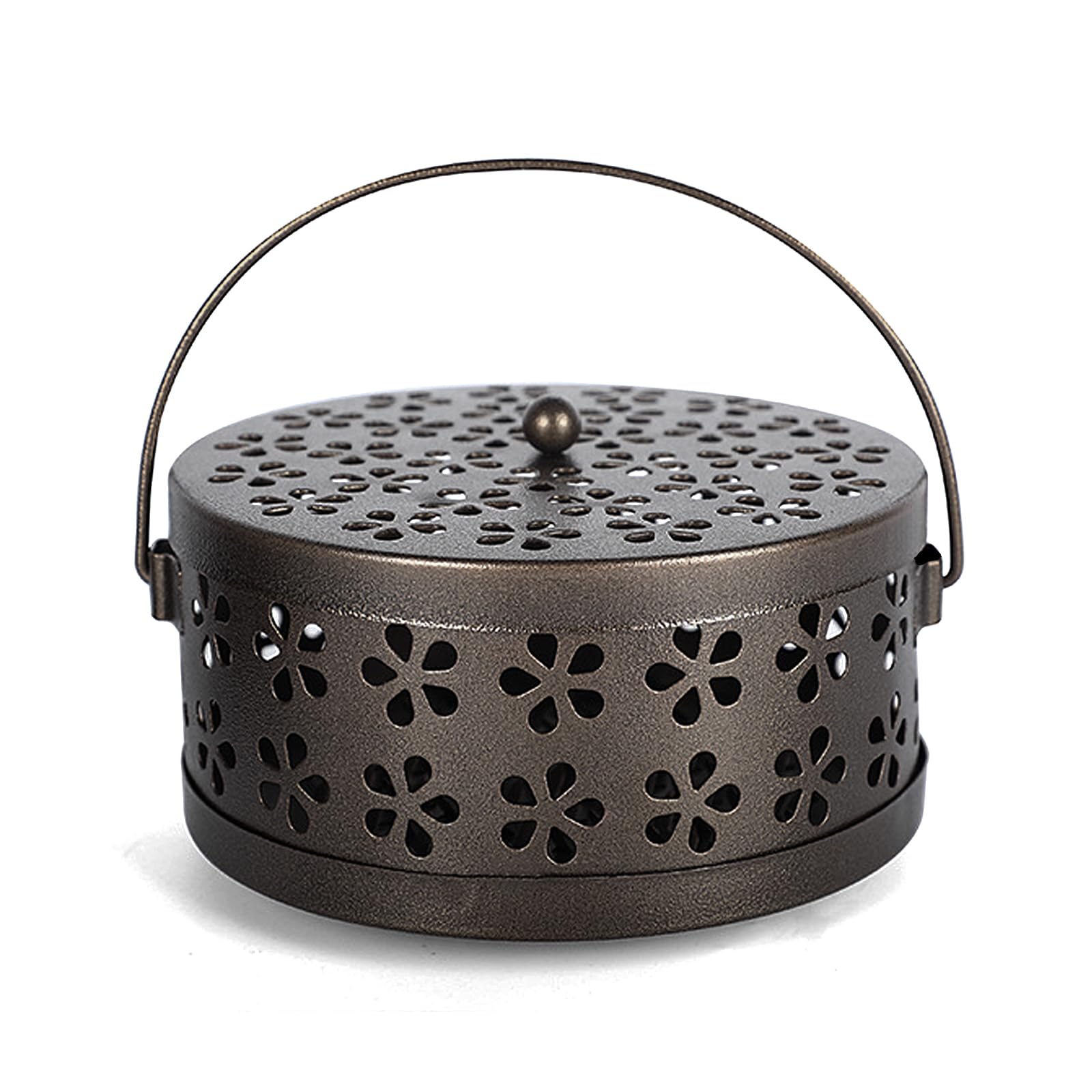 【送料無料】DreaModes 蚊取り線香ホルダー 蚊遣り 蚊取り線香入れ スチール製 蚊取り線香立て 香取線香 ホルダー 蚊遣器 吊り下げ 防火 屋外 室内 庭仕事 アウトドアにも適用 持ち運び便利 蚊遣り箱 1個 色：ブラウン