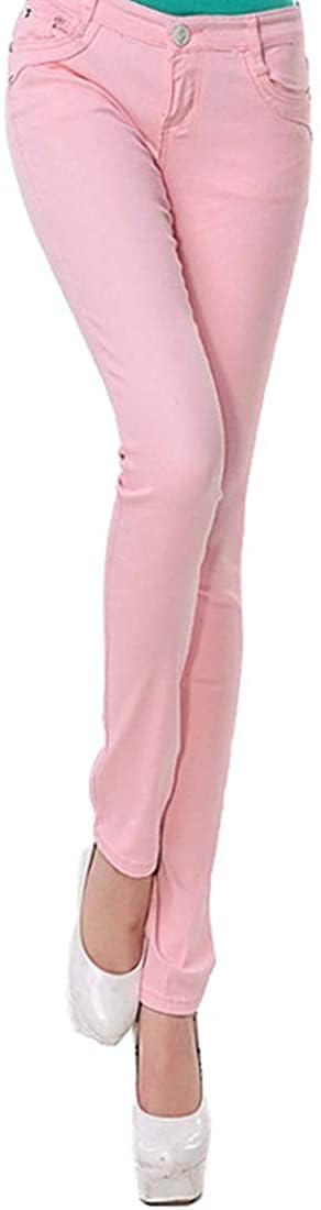 【送料無料】[Sharphon] レディース 19色 スキニー ストレッチ スリム 綿100% ラインパンツ 美脚 ロングパンツ 色：ピンク、サイズ：S