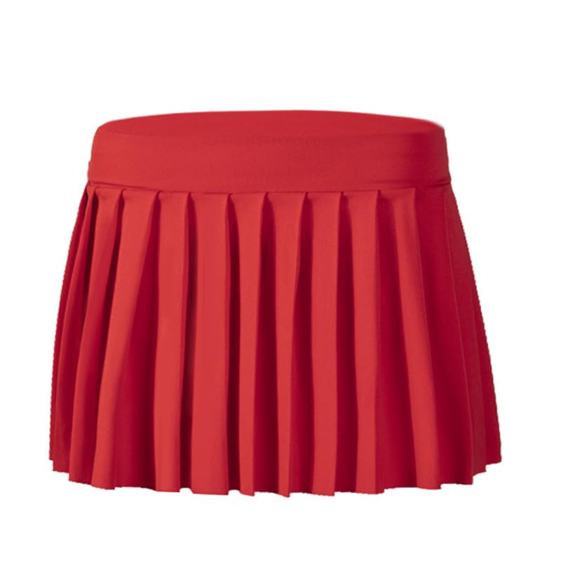【送料無料】[Sharphon] プリーツスカート 21色 30丈 超ミニ ハイウエスト Aライン ミニ丈 無地 チェック柄 ドット柄 スポーツ 韓国風 美脚 セクシー REI207 色：レッド、サイズ：S