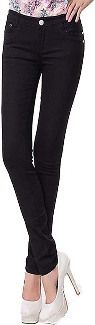 【送料無料】[Sharphon] レディース 19色 スキニー ストレッチ スリム 綿100% ラインパンツ 美脚 ロングパンツ 色：ブラック、サイズ：L