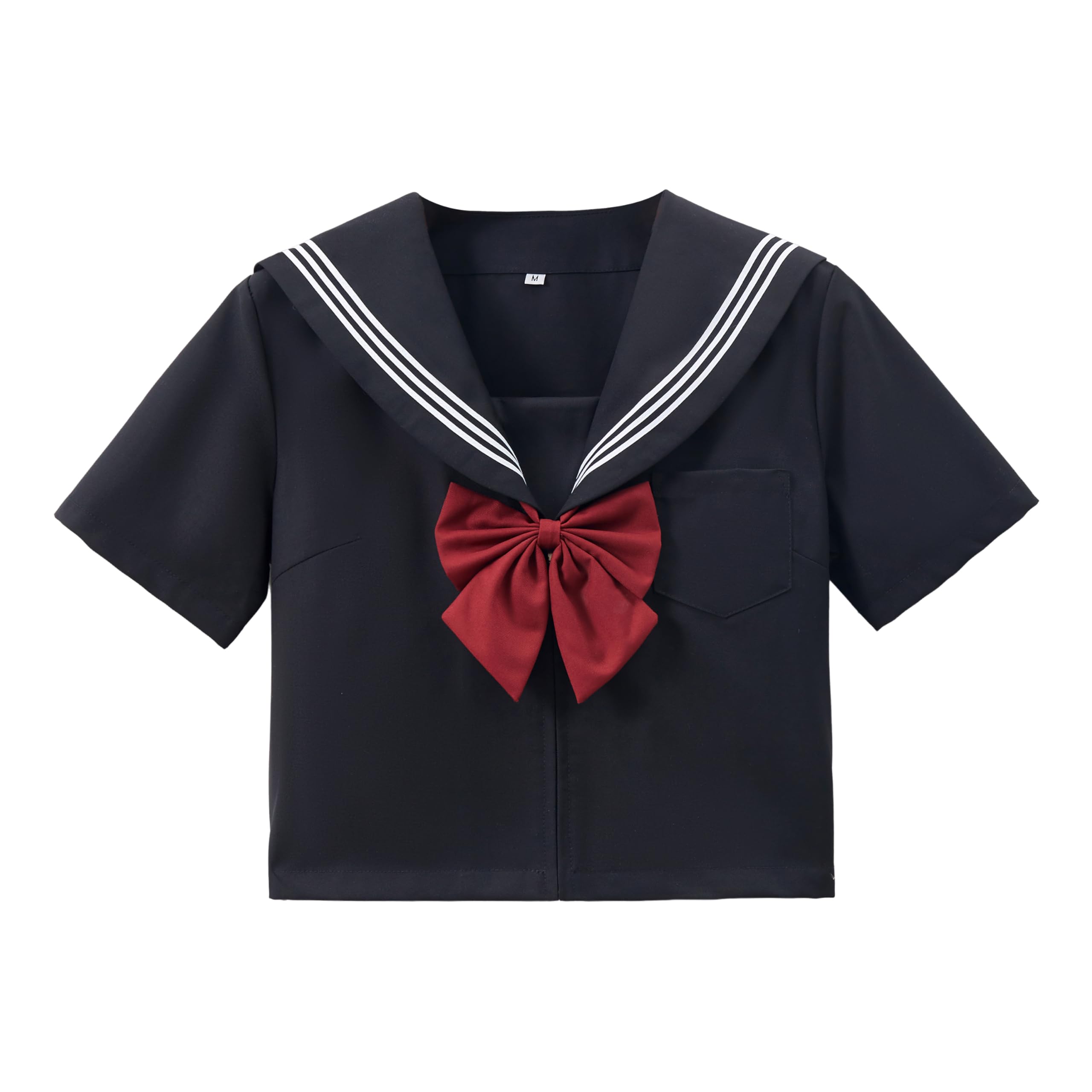 【送料無料】[Sharphon] セーラー服 クラスの服 コスプレ 制服 学生服 JK ホワイト 蝶結び JKコスプレ イギリス風 半袖 長袖 ブラック ホワイトネイビー ZSY013 色：半袖1ブラック、サイズ：L