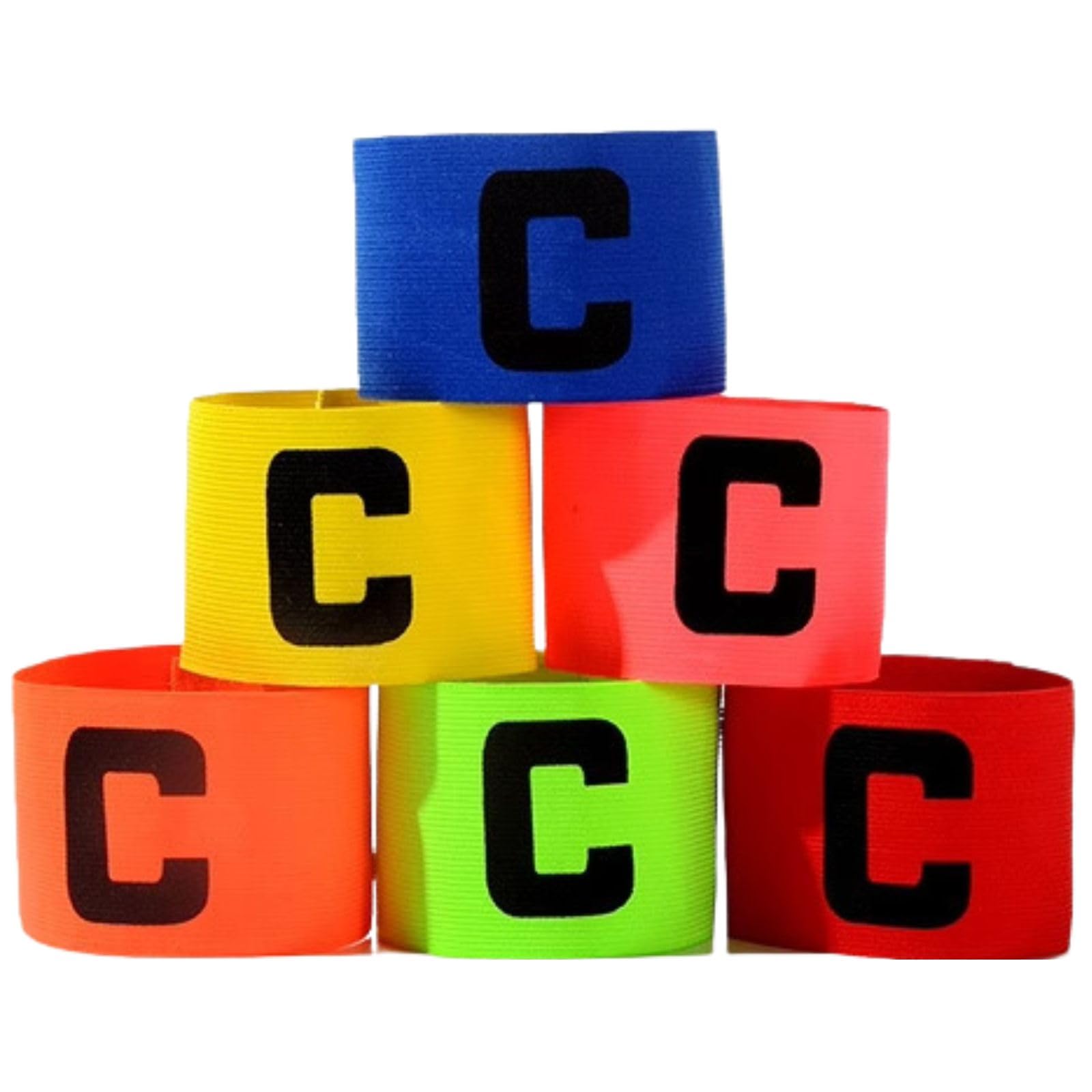 【送料無料】HOTQ キャプテンマーク 腕章 アームバンド耐久性 弾性 サッカー腕章 調節可能 各種 競技用 マジックテープ付き 6個セット 色:彩色