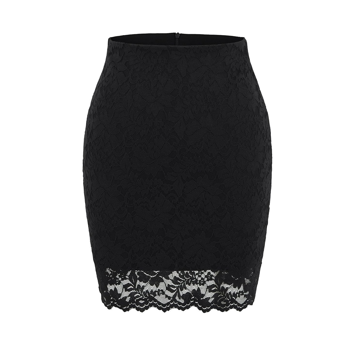 【送料無料】[syvent] レースタイトスカート ミニスカート スカート タイトスカート ひざ丈 ペンシルスカート エレガント OL 春 夏 秋 レディース 12F063 色：ブラック、サイズ：L