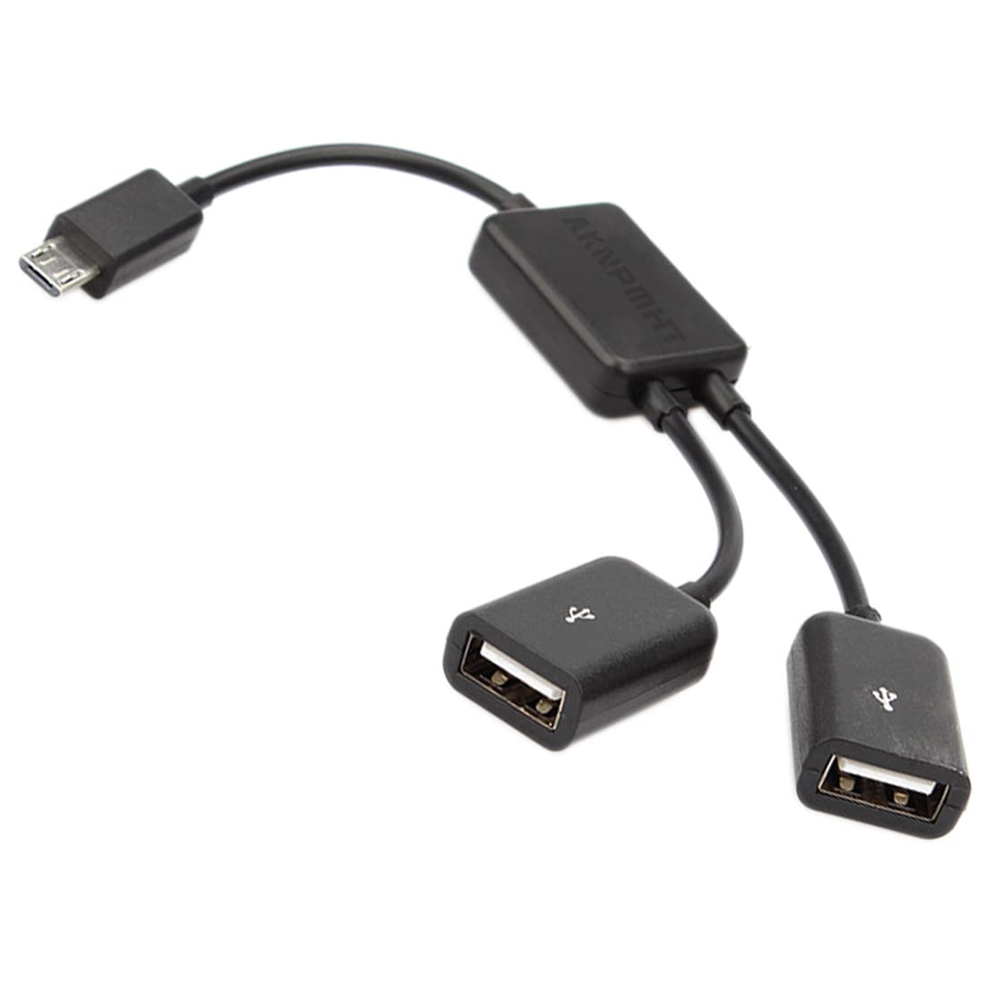 【送料無料】Micro USB - デュアルUSB 変換アダプタ 2 in 1 2ポートハブ Micro USB 2.0【AKNPMHT】Smartphone/Tablet用 Micro USB - デュアル2xUSBハブアダプター 色：ブラック