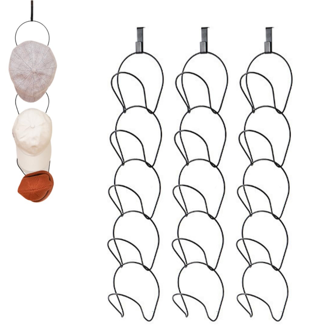 【送料無料】RekiLife 帽子掛け 帽子ハンガー 吊り下げ 型崩れ防止 フック ハンガー シンプル 色：ブラック、サイズ：ブラック 15個