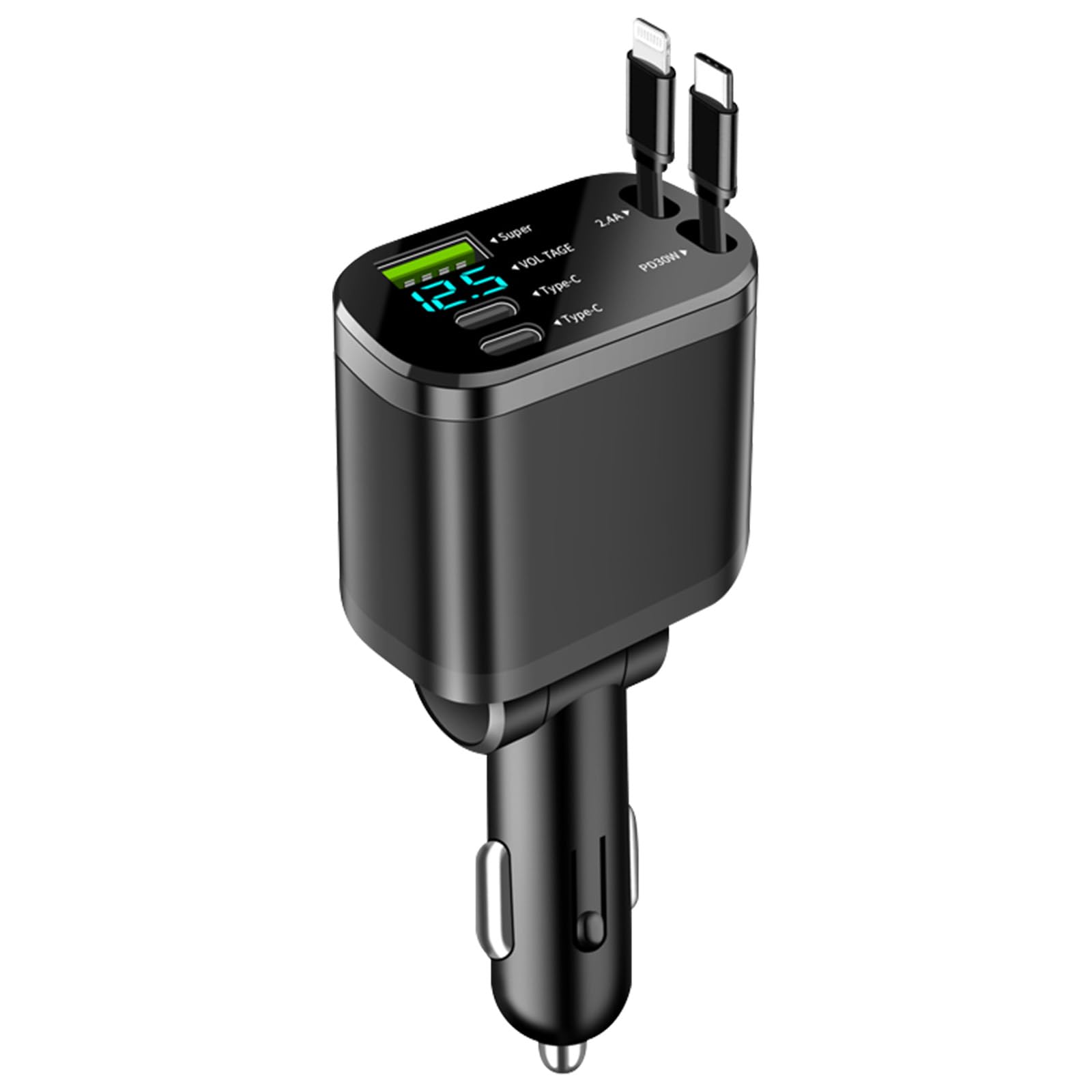 【送料無料】Tyuusei 車 充電器 シガーソケット カーチャージャー 巻き取り式充電ケーブル u ...