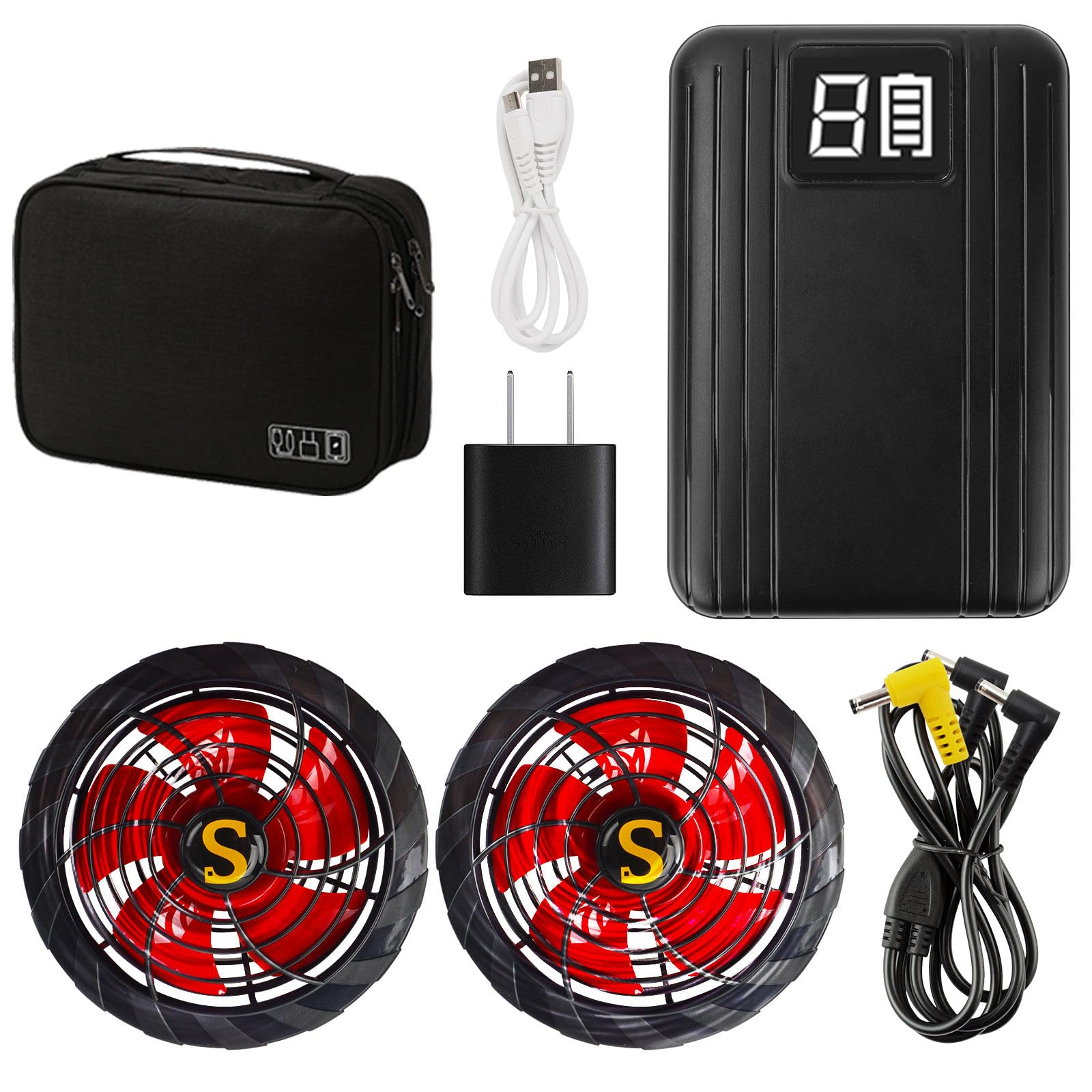 【送料無料】[Tyuusei] 空調作業服 ベスト ファン バッテリー セット 12V 14400mAh 大容量 最大17H時間..