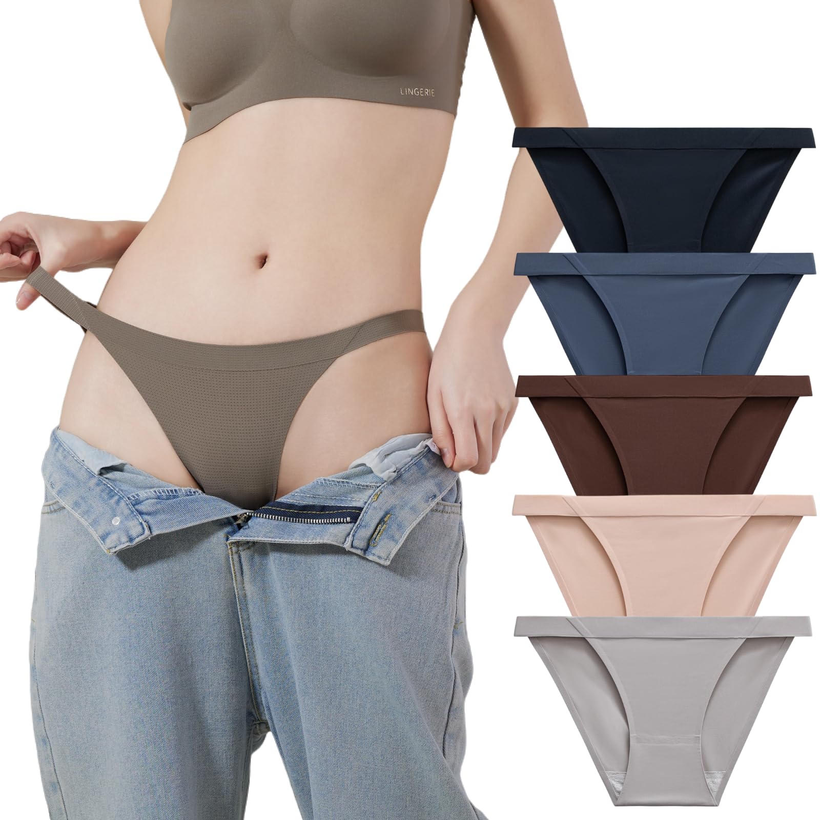 【送料無料】[Beirou] ショーツ レディース 紐パン【サテン・肌にやさしい素肌感じ・なめらか・セクシー】ローライズ ビキニショーツ パンティー 女性用下着 天然素材 高通気性と伸縮性【脚を長細く見せるハイレグパンツ 色：R組【柔らかいアイスシルク素材】、サイズ：L